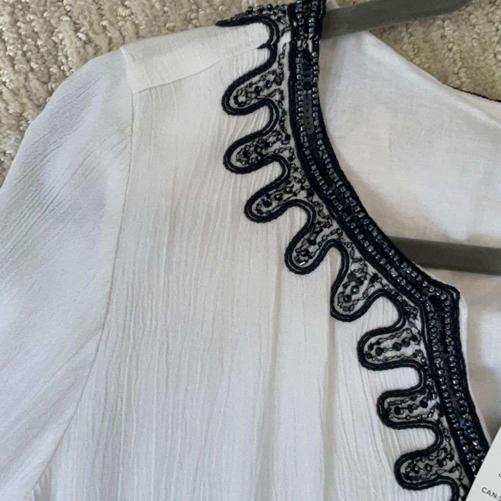 NWT Chico’s Embellished White Gauze Boho Tunic Size M - Picture 9 of 16